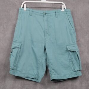 CARIBBEAN Cotton Cargo Shorts Outdoor Gorpcore Vacation Cruise Teal Green Sz 34